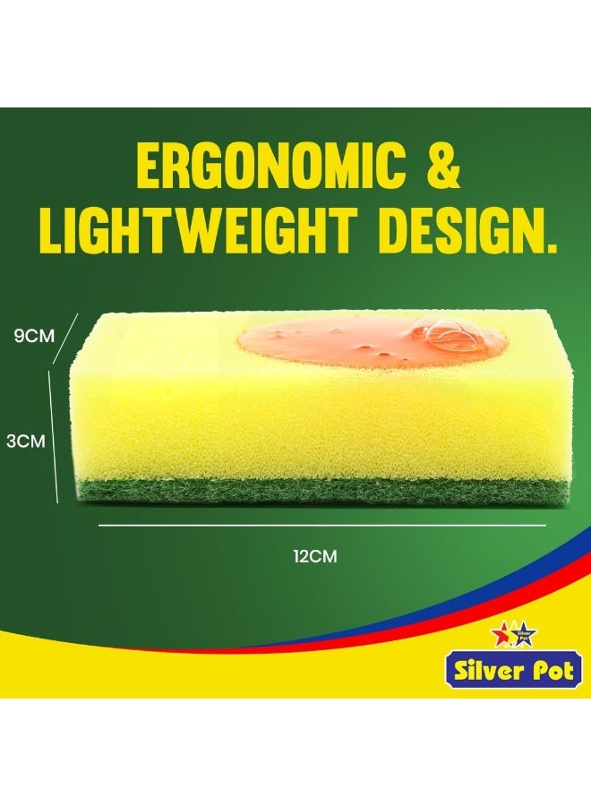 Silver Pot وعاء فضي 5 قطع إسفنجة ومجرف مطبخ - 12 سم إسفنجة تنظيف متعددة الاستخدامات للأواني والمقالي وأدوات المطبخ والأسطح الحساسة - Image 3